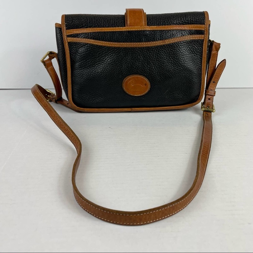 Vintage Dooney & Bourke Equestrian Black Pebbled Leather Bag